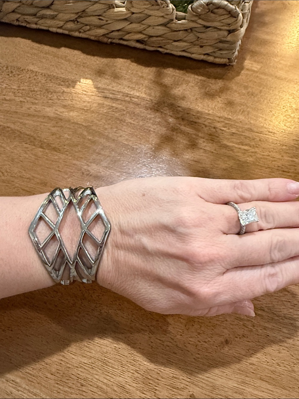 Express Silver-Tone Open Lattice Cuff Bracelet